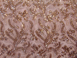 Load image into Gallery viewer, BALI Bronze (Dusty Rose Mesh) 4-Way Stretch Mesh Lace Tiny Sequin Fabric 56" Sold By the Yard
