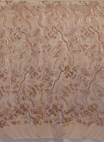 Load image into Gallery viewer, BALI Matte Copper (Nude Mesh) 4-Way Stretch Mesh Lace Tiny Sequin Fabric 56" Sold By the Yard
