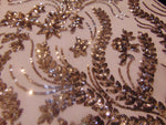 Load image into Gallery viewer, BALI Bronze (Dusty Rose Mesh) 4-Way Stretch Mesh Lace Tiny Sequin Fabric 56" Sold By the Yard
