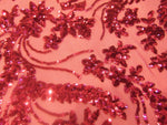 Load image into Gallery viewer, BALI Fuschia 4-Way Stretch Mesh Lace Tiny Sequin Fabric 56" Sold By the Yard
