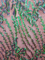 Load image into Gallery viewer, SUTRA, Mermaid Green/blue, 2 tone, Big Print, Sequin, 4-way Stretch, Fabric 54" Sold By the Yard
