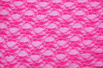 Load image into Gallery viewer, Stretch Floral Lace 4 way,  Hot pink Vintage Fabric By The Yard. Great for Wedding, Prom, Dresses, Lingerie, Pageant
