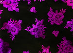 Load image into Gallery viewer, Purple Floral Foil on black Fabric by the yard
