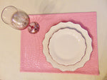 Load image into Gallery viewer, Pink Crocodile Vinyl Placemat | Luxury Faux Leather Table Mat | 14” x 14” Decorative Placement
