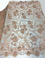 Load image into Gallery viewer, CORAL HAND LACE  scalloped Fabric by the yard, 52" Wide Lace, mesh, dress,
