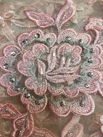 Load image into Gallery viewer, PINK HAND LACE  scalloped Fabric by the yard, 52" Wide Lace, mesh, dress,
