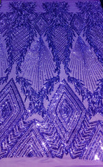 Load image into Gallery viewer, Jewl , Purple, Big Print, Sequin, 4-way Stretch, Fabric 54" By the Yard, Wedding, Prom, Dresses, Lingerie, Pageant
