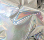 Load image into Gallery viewer, Iridescent Silver spandex fabric per yard 60" Wide
