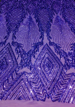 Load image into Gallery viewer, Jewl , Purple, Big Print, Sequin, 4-way Stretch, Fabric 54" By the Yard, Wedding, Prom, Dresses, Lingerie, Pageant
