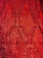 Load image into Gallery viewer, Jewel , Red, Big Print, Sequin, 4-way Stretch, Fabric 54" By the Yard
