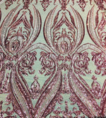 Load image into Gallery viewer, Victorian  Egg/Tulip, Pink on pink mesh , Sequin, 4-way Stretch, Fabric 54" Sold By the Yard

