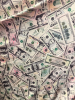 Load image into Gallery viewer, Multi Money dollar pattern 4 way stretch spandex fabric, one hundred dollar bill, SOLD BY YARD 60 inches wide
