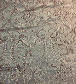 Load image into Gallery viewer, Victorian  SWEETHEART Damask 4-Way Stretch Mesh Lace CHAMPAGNE Tiny Sequin Fabric 56" Sold By the Yard, Regency, Edwardian, Red Carpet,

