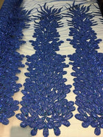 Load image into Gallery viewer, ROYAL BLUE  Vegas peacock sequin gem beaded on mesh, sold by the panel - prom, wedding, pageant, costume, home decor,dress, FREESHIPPING
