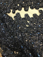 Load image into Gallery viewer, NAVY Vegas peacock sequin gem beaded on mesh, sold by the PANEL - prom, wedding, pageant, costume, home decor,dress, FREESHIPPING
