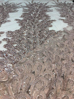 Load image into Gallery viewer, DUSTY ROSE Vegas peacock sequin gem beaded on mesh, sold by the panel - prom, wedding, pageant, costume, home decor,dress, FREESHIPPING
