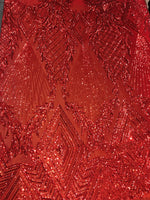 Load image into Gallery viewer, Jewel , Red, Big Print, Sequin, 4-way Stretch, Fabric 54" By the Yard
