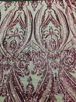 Load image into Gallery viewer, Victorian  Egg/Tulip, Pink on pink mesh , Sequin, 4-way Stretch, Fabric 54" Sold By the Yard
