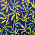 Load image into Gallery viewer, Green yellow blue Nylon spandex multicolored FLOWER  (PLANT) leaves print sold by the yard
