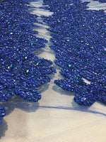 Load image into Gallery viewer, ROYAL BLUE  Vegas peacock sequin gem beaded on mesh, sold by the panel - prom, wedding, pageant, costume, home decor,dress, FREESHIPPING
