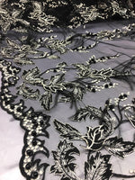 Load image into Gallery viewer, Melanie Feather Floral Leaves beaded mesh Fabric - Wedding Dress, Pageants, prom, bridesmaid, costume, award show, quinceanera
