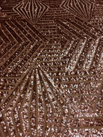 Load image into Gallery viewer, Sequins Lace Rose/Gold Geometric Designer Bombshell Stretch Sequins Lace Sold By The Yard
