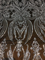 Load image into Gallery viewer, Victorian Tulip Sequin 4Way Stretch Mesh Lace Fabric BY THE YARD , 54" Wide
