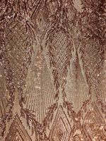 Load image into Gallery viewer, Jewel , Rose Gold Big Print, Sequin, 4-way Stretch, Fabric 54" By the yard
