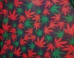 Load image into Gallery viewer, Stretch spandex Red green multicolored FLOWER  (PLANT) leaves print sold by the yard

