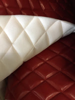Load image into Gallery viewer, houston Red Faux leather Quilted Vinyl fabric foam with 3/8" Foam Backing Upholstery
