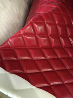Load image into Gallery viewer, houston Red Faux leather Quilted Vinyl fabric foam with 3/8" Foam Backing Upholstery
