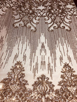 Load image into Gallery viewer, Queen Egg/Tulip, Big Print, Sequin, 4-way Stretch, Fabric 54" Sold By the Yard, Wedding, Prom, Dresses, Lingerie, Pageant
