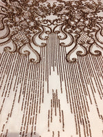 Load image into Gallery viewer, Queen Egg/Tulip, Big Print, Sequin, 4-way Stretch, Fabric 54" Sold By the Yard, Wedding, Prom, Dresses, Lingerie, Pageant

