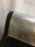 Load image into Gallery viewer, silver crocodile embossed faux leather vinyl Sofa, Loveseat, Chaise, Theater Seat, Chair Caps, Headrest Pad, Recliner Head Cover, Protector
