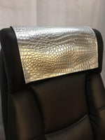 Load image into Gallery viewer, silver crocodile embossed faux leather vinyl Sofa, Loveseat, Chaise, Theater Seat, Chair Caps, Headrest Pad, Recliner Head Cover, Protector
