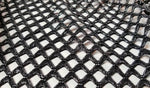 Load image into Gallery viewer, Black silver Shiny Fishnet with Lurex Nylon Spandex 60" Sold by Yard  58" wide
