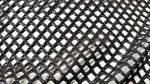 Load image into Gallery viewer, Black silver Shiny Fishnet with Lurex Nylon Spandex 60" Sold by Yard  58" wide
