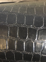 Load image into Gallery viewer, 54" Wide Black glitter sparkle Embossed big Crocodile Upholstery Faux Leather vinyl BY THE YARD

