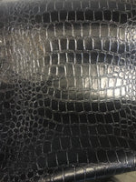 Load image into Gallery viewer, 54" Wide Black glitter sparkle Embossed big Crocodile Upholstery Faux Leather vinyl BY THE YARD
