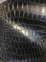 Load image into Gallery viewer, 54" Wide Black glitter sparkle Embossed big Crocodile Upholstery Faux Leather vinyl BY THE YARD
