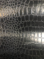 Load image into Gallery viewer, 54" Wide Black glitter sparkle Embossed big Crocodile Upholstery Faux Leather vinyl BY THE YARD
