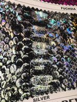 Load image into Gallery viewer, Python snake hologram nylon spandex 4 way stretch fabric by the yard, active wear, clothing, costume, decor
