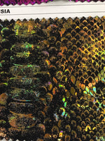 Load image into Gallery viewer, Python snake hologram nylon spandex 4 way stretch fabric by the yard, active wear, clothing, costume, decor
