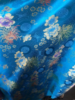 Load image into Gallery viewer, Turquoise  Chinese Brocad Satin Floral wide per yard 45”
