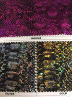 Load image into Gallery viewer, Python snake hologram nylon spandex 4 way stretch fabric by the yard, active wear, clothing, costume, decor
