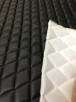 Load image into Gallery viewer, Black Vinyl Smooth PVC Quilted Automotive Upholstery Fabric – Durable Car, Truck, RV &amp; Furniture Material
