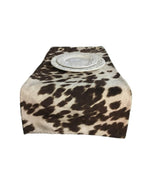 Load image into Gallery viewer, Mantel Table Linen Runner, Cow Hide Print Faux Suede Fur, holiday birthday baby shower home table decor
