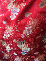 Load image into Gallery viewer, Brocade Satin red Floral wide per yard 45”
