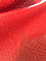 Load image into Gallery viewer, Red Perforated commercial marine grade upholstery vinyls Faux Leather fabric per yard
