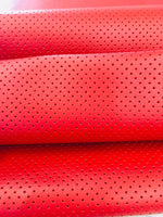 Load image into Gallery viewer, Red Perforated commercial marine grade upholstery vinyls Faux Leather fabric per yard
